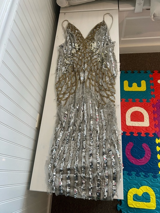 ASOS Dresses & Skirts - ASOS Silver and Gold Sequin Beaded Evening Dress